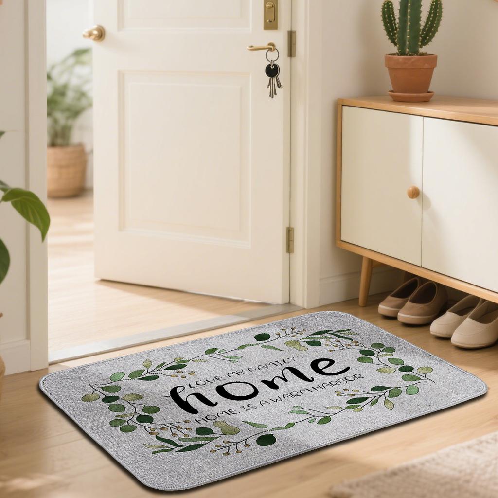 Цветочный льняной коврик для пола с принтом, придверный коврик для входа во двор, противоскользящий коврик для пола в ванной, ковер