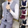 Жилет Костюм Однобортный Приталенный Полиэстер Мужской Модный Формальный Жилет для Бизнеса