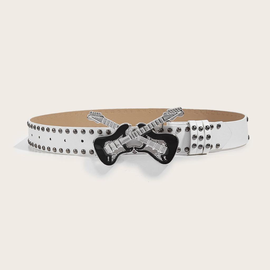 Гитара металлическая пряжка-кнопка музыкальный фестиваль ремень американский винтажный заклепочный широкий ремень украшение на пояс