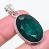 Natural Emerald(Simulated) 925 Sterling Silver Jewelry Pendant 1.65" I1P28