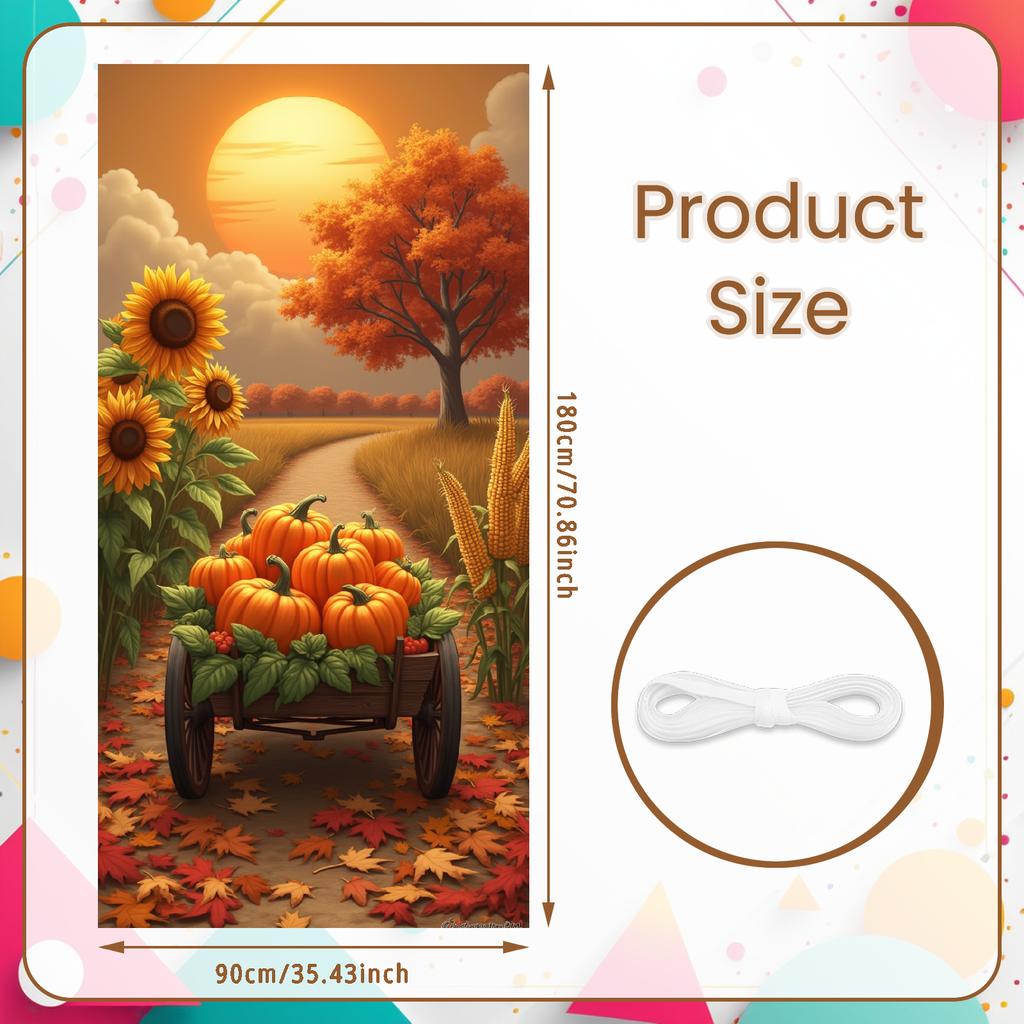 Outdoor Decor Pumpkin Cart Seasonal Banner Sunflower Decor Wooden Cart Pumpkin Design For Halloween Party Seasonal Decor