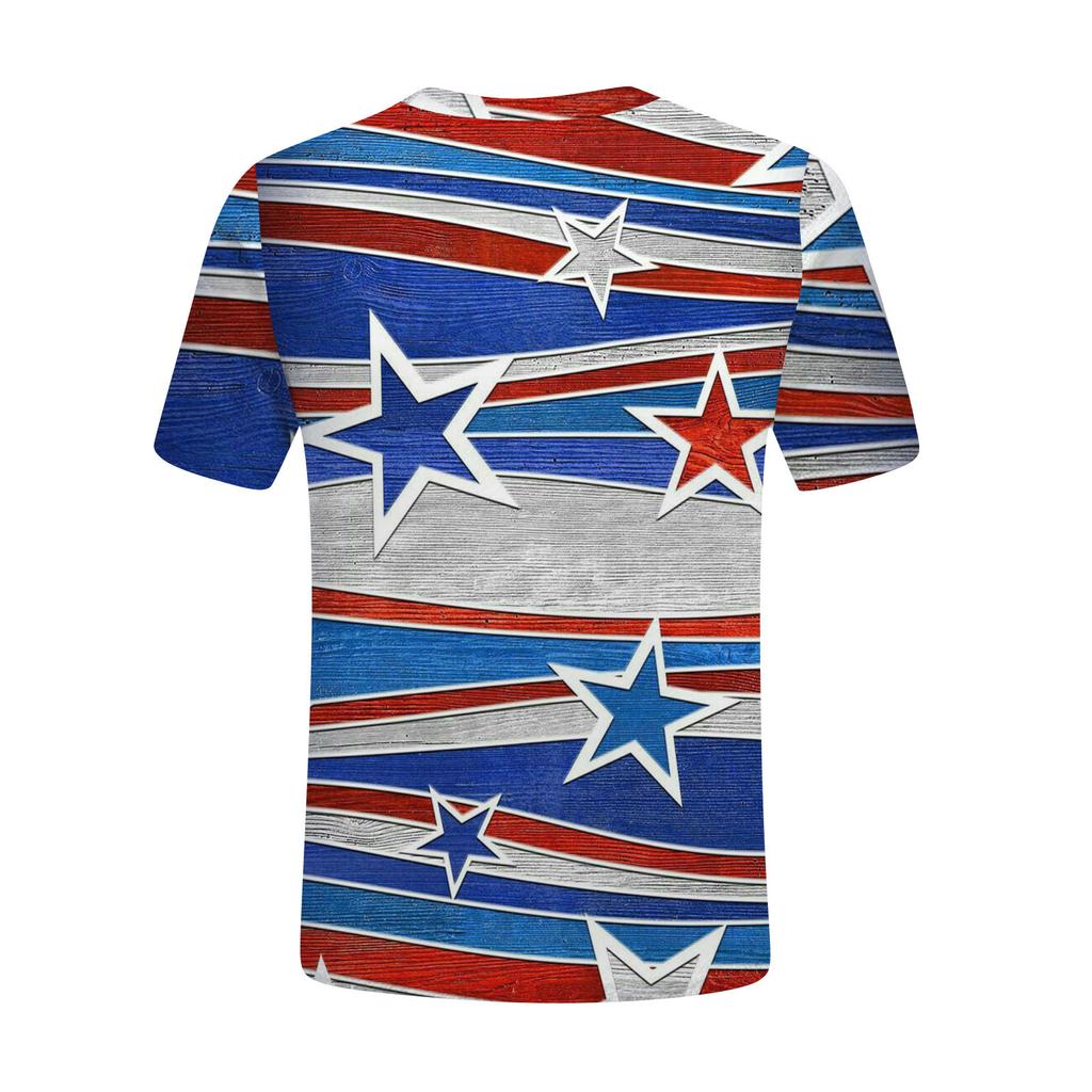 Women's Fashion Casual Independence Day Printed Round Neck Short Sleeve T-Shirt Top