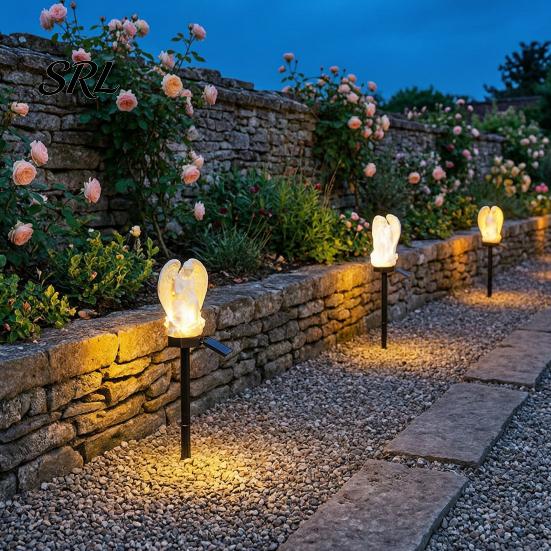 French Retro Courtyard Decor Solar Angel Garden Light, Waterproof Pathway Lighted Praying Figurine Gift Statue with Stake for Patio Lawn Walkway