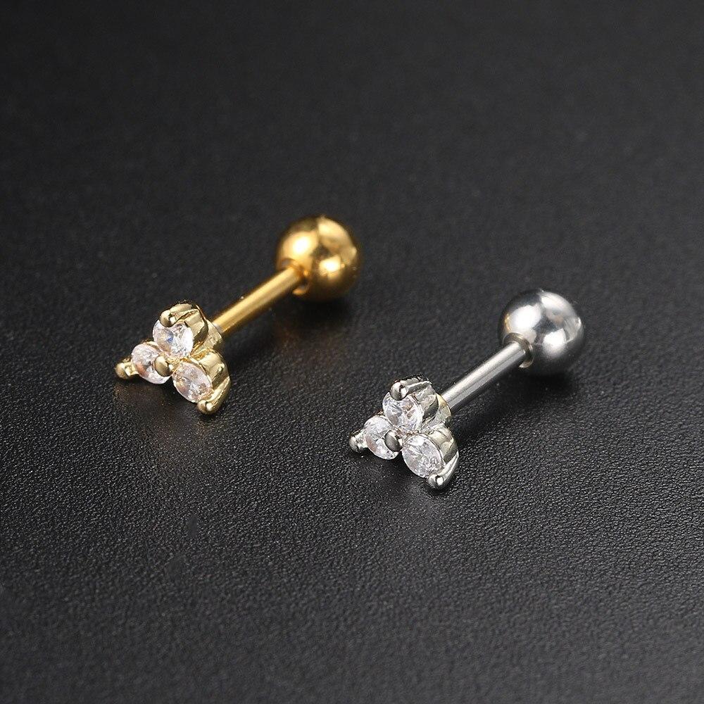 2 шт., минимальные серьги из нержавеющей стали с цирконом, женские и мужские спиральные серьги для козелка, хряща, раковины Daith, ювелирные изделия для пирсинга ушей