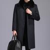 Men's Long Cashmere Coat, Dad's Outfit, Plus Velvet and Thickened Woolen Windbreaker, Middle-aged and Elderly Woolen Woolen Fur Collar Coat