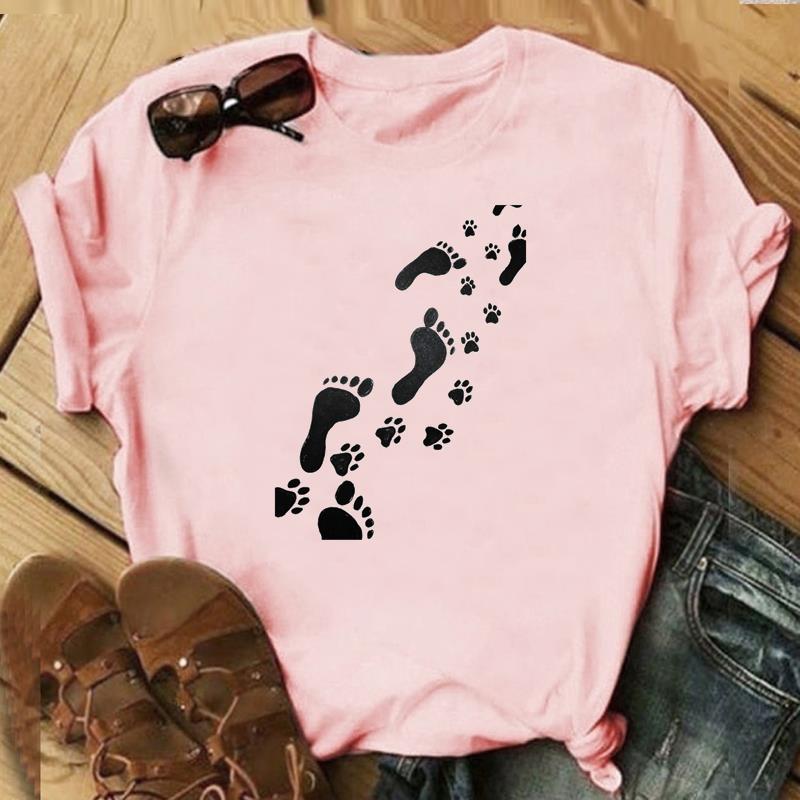 Трендовая футболка Модная футболка 90-х годов Sweet Cat Dog Pet Прекрасный стиль Одежда Повседневная женская футболка с коротким рукавом с принтом Леди Женская футболка с рисунком