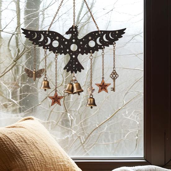 Exorcism Lucky Wind Chime Metal Bat Dragon Wind Bell Butterfly Eagle Wind Catcher Wall Window Hanging Ornament for Home Garden Patio Decoration