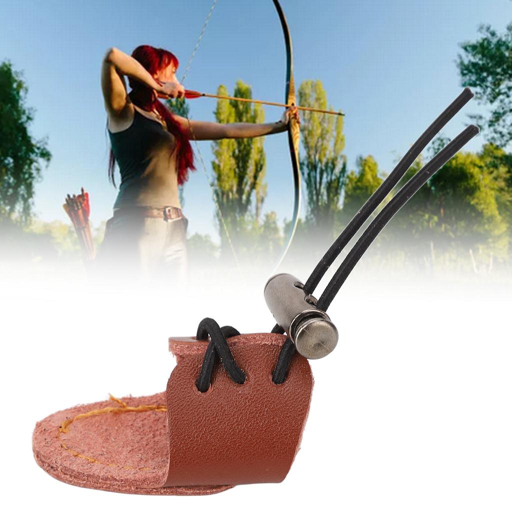 Archery Finger Guard Cowhide     Elastic Finger Tab for 20 to 50lb Bow