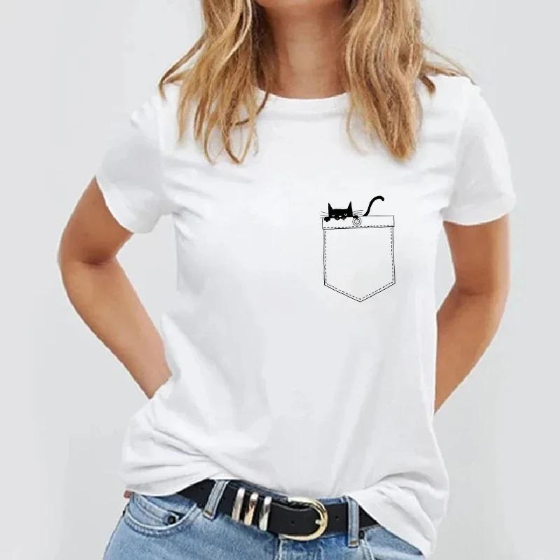 Women T Shirt Simple Design Tops Panda Printed Female Tee T Shirts Casual Basic Summer White T-Shirt Kawaii Lady T-Shirts 2024