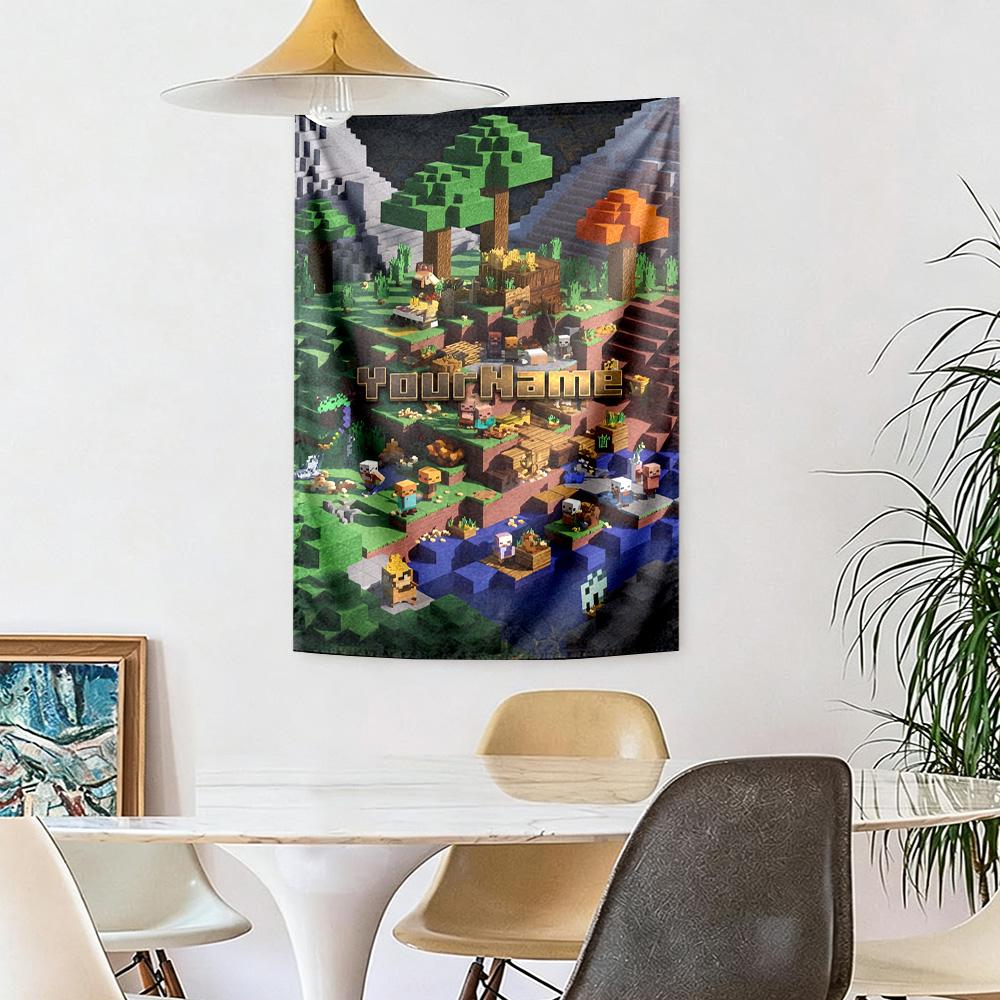 Minecraft Индивидуальный Декор Стены С Вашим Именем Гобелен Искусство Для Памяти Питомца День Рождения Свадебная Вечеринка Фон Семейный Подарок