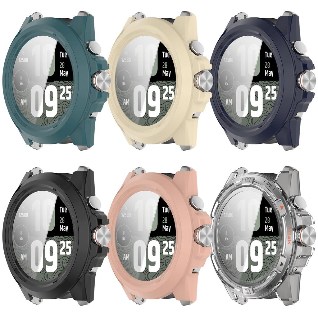 For TicWatch Atlas Watch Case PC Frame Cover with Tempered Glass Screen Film