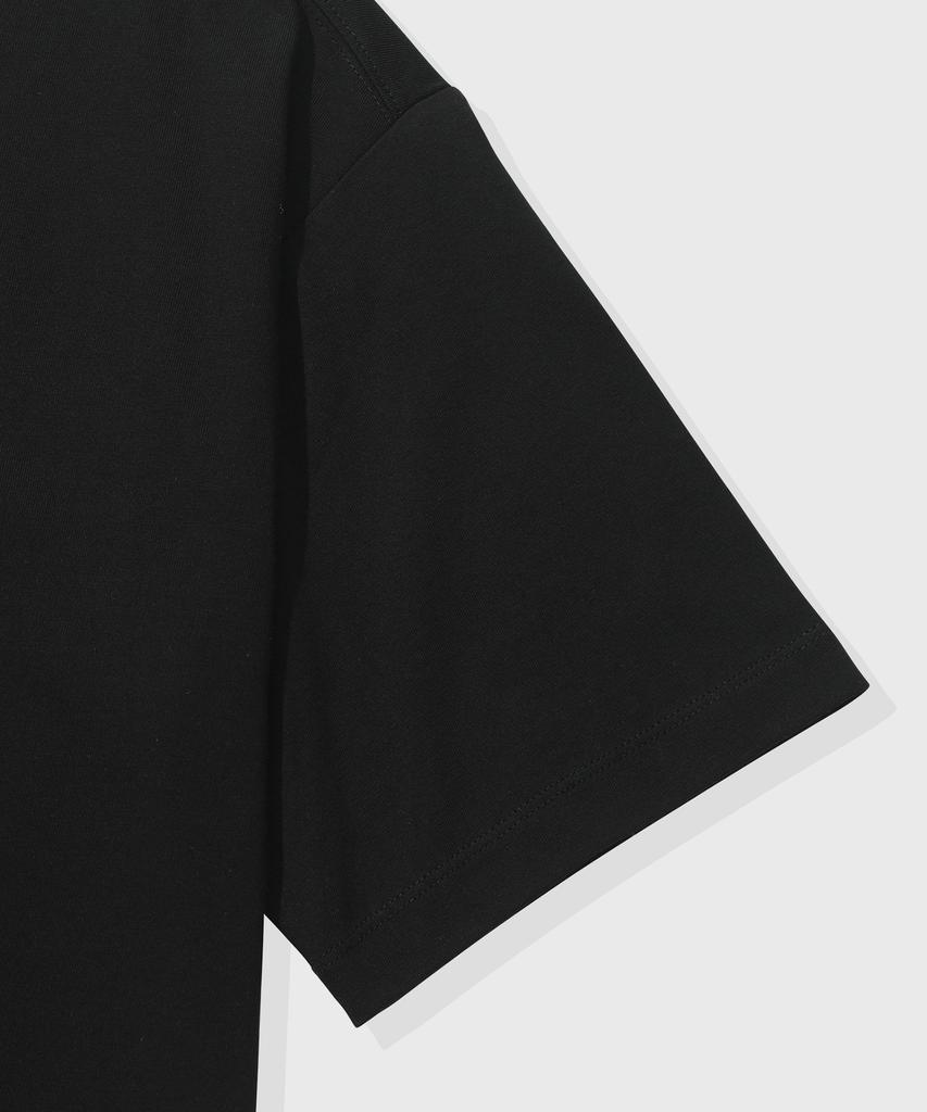 KIIMUIR [Укороченный] Полосатая многослойная футболка-henley с коротким рукавом_Черный