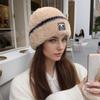 Winter Women's Pullover Hat Thickened Warm Plush Beanie Simple Stretch Knitted Wool Pullover Hats for Woman