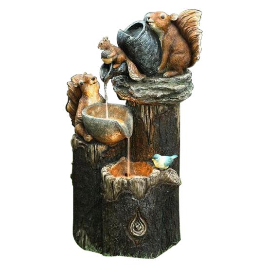 Animal Statue Cute Luminous Solar Powered Cascading Freestanding LED Squirrel Figurine Duck Decor Garden