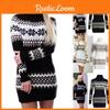 Elegant Christmas Woman Turtleneck Sweater Dress With Festive Snowflake Pattern