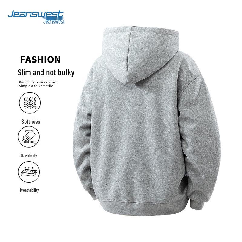 JEANSWEST Men's Autumn/Winter Heavyweight Cotton Blend Hooded Cardigan Sweatshirt