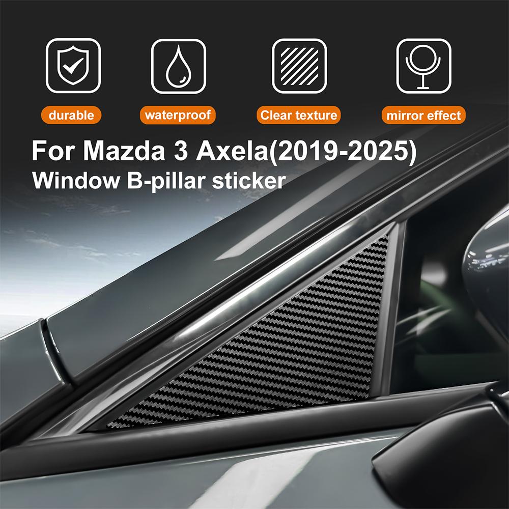 Carbon Fiber Style B C Pillar Stickers for Mazda 3 Axela 2019-2025 Glossy Black