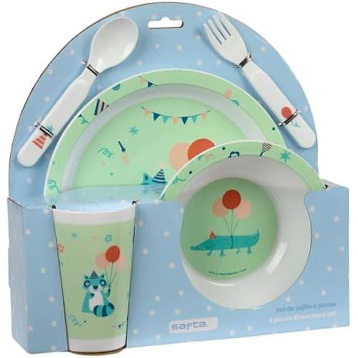 Set d'assiettes et couverts - SAFTA - PREESCOAR FIESTA - 4 pièces - Résistant - Pour enfants