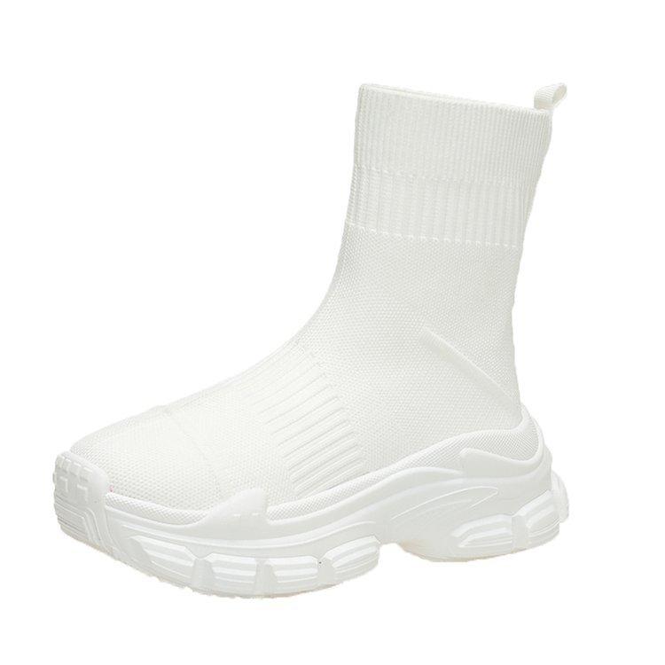 Носки и ботинки женские летние 2024 года новые черные высокие носки женские повседневные туфли на толстой подошве с эластичной тесьмой из мухи нишевая модная обувь