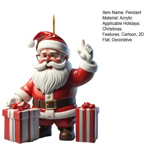 Рождественская елка подвесные украшения мультфильм Санта снеговик украшения 2D плоские акриловые подвески для елки автомобиль принадлежности