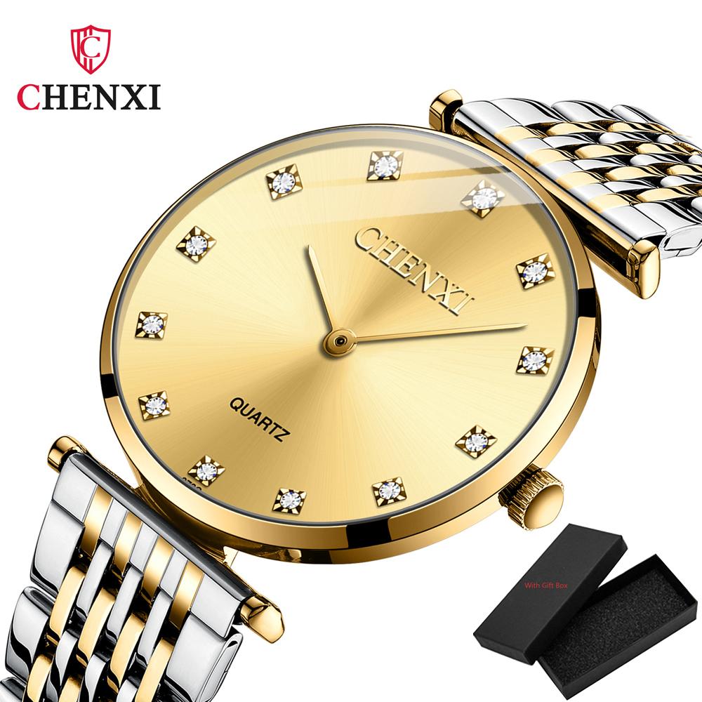 Fashion Chenxi Brand Couple Top Brand Luxury Golden Full Stainless Steel Waterproof Classic Design Quartz Watch Relogio Saat