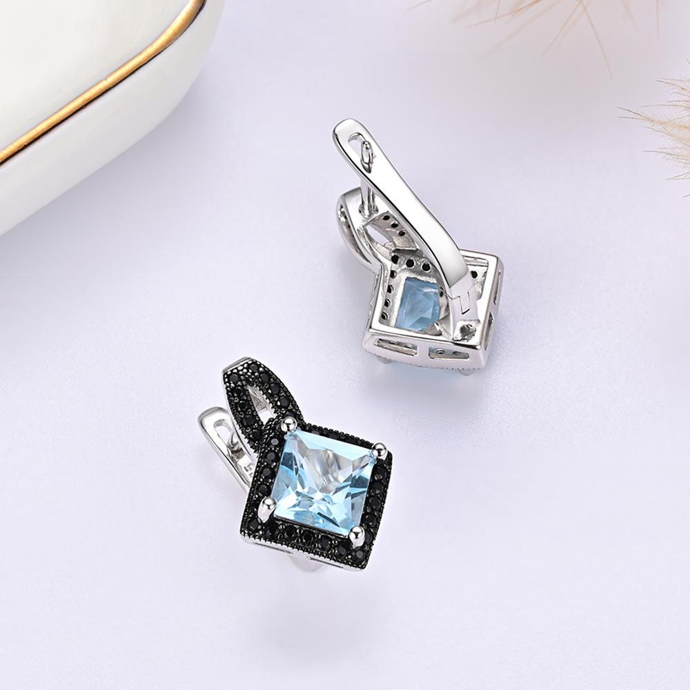 Комплект из серебра 925 пробы: кольцо, серьги, подвеска, ожерелье с натуральным небесно-голубым топазом, набор изящных ювелирных изделий для женщин для повседневной носки и вечеринок