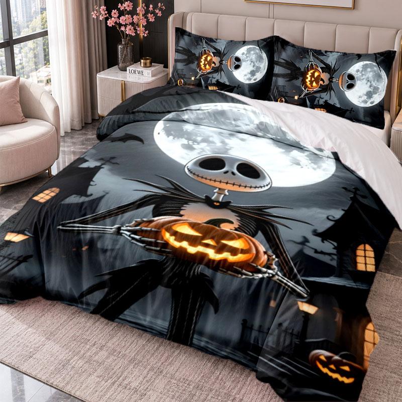 The Nightmare Before Christmas Jack Sally 3Pcs Bedding Set Duvet Cover With Two Pillowcases For Bedroom Home Decoration