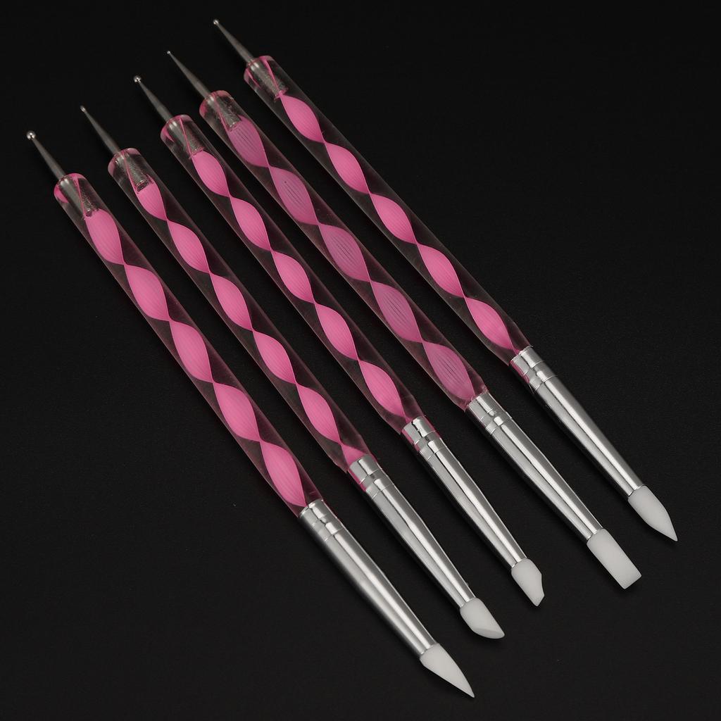 5pcs Nail Art Dotting Pen Dual Ended Nail Painting Pen   Carving Pen with Acrylic Handle
