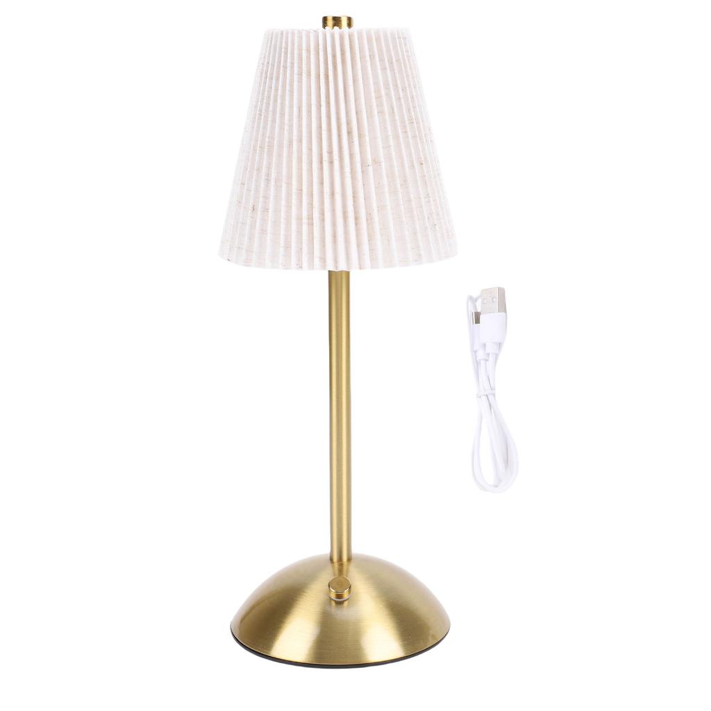 Small Pleated Table Lamp Iron Fabric Soft Lighting Bedside Nightstand Desk Lamp for Bedroom Living Room