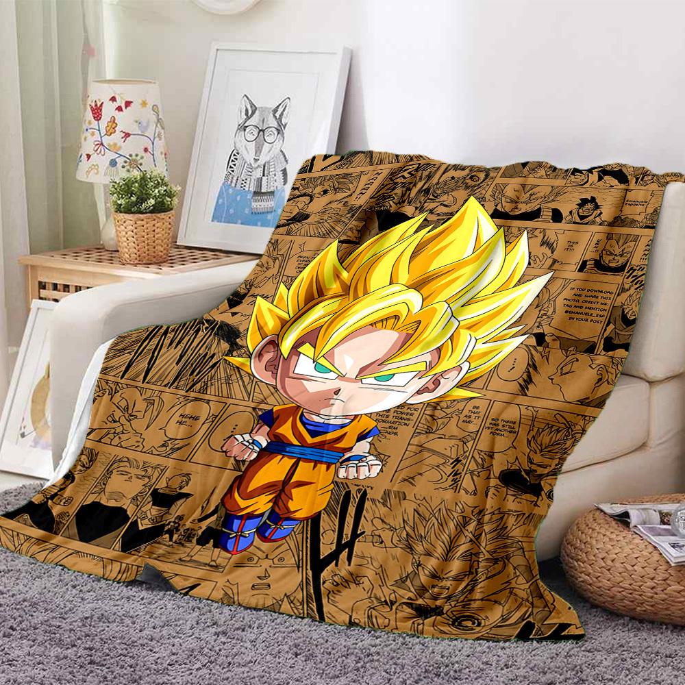 1PC Goku, Super Saiyan Blanket Soft Warm All Season Throw for Sofa, Bed, Car, Office Vibrant Colorful Design, Durable & Cozy Gift