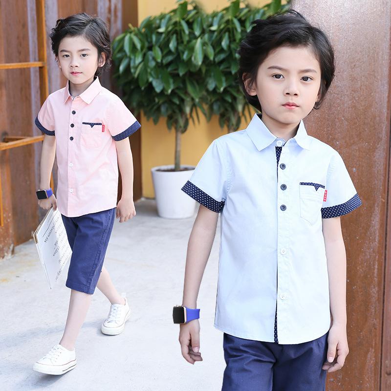 Boys T-Shirt Summer Short Sleeve Tee Children Turn-down Collar Polo Shirt Cotton Preppy Style Top Kids