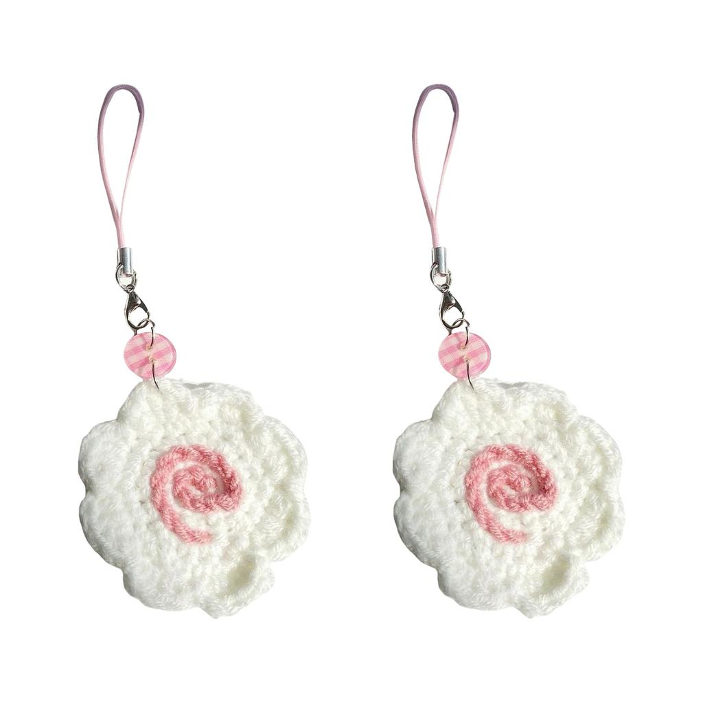 2pcs Handmade Fish Roll Keychain Japanese Style Crochet Yarn Phone Charm Bag Accessory Detailed Handmade Gift for Women