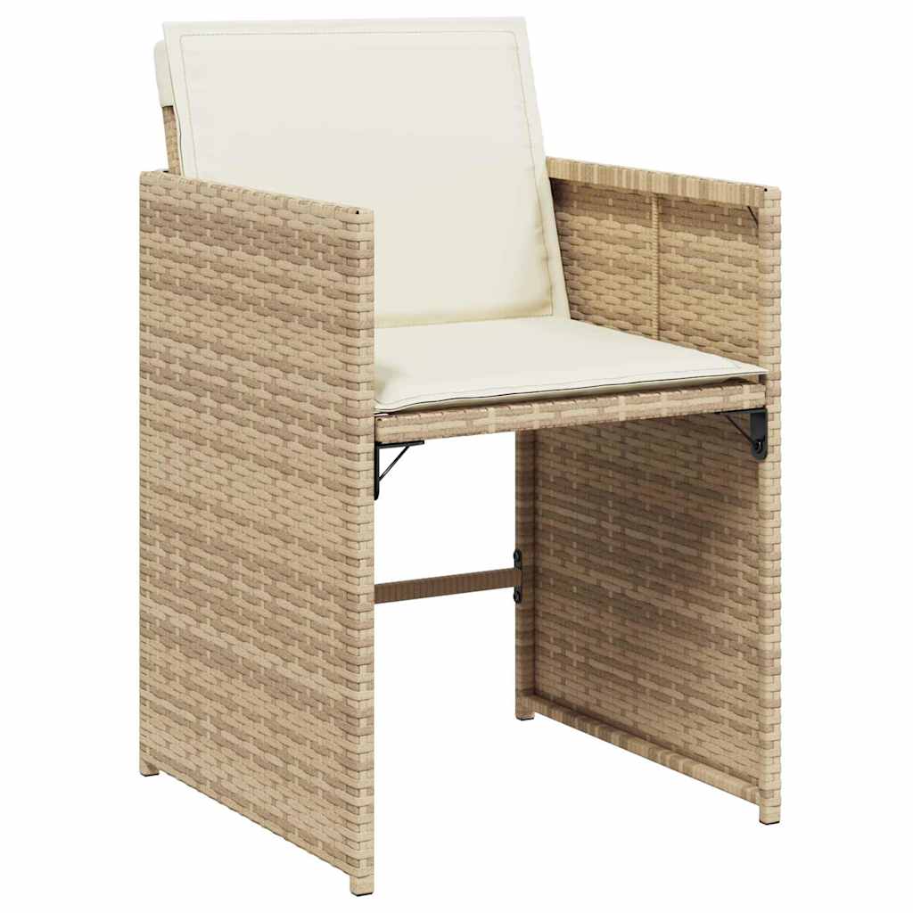 Garden Dining Set with Cushions 9 pcs Beige Poly Rattan