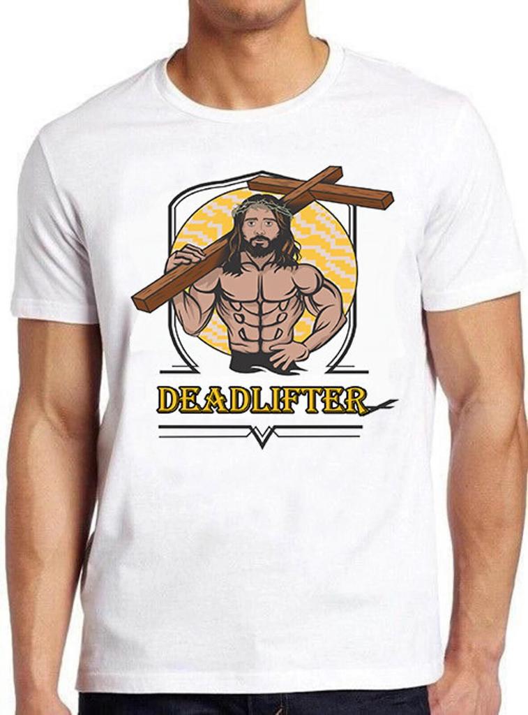 Иисус Тяжелоатлет Забавный Топ для Зала Крутой Подарок Футболка T-Shirt M462