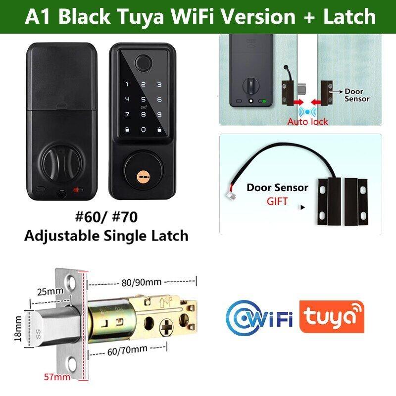 A1 TT Lock/ Tuya WiFi Автоматический Цифровой Электронный Дверной Замок с Отпечатком Пальца и Датчиком Двери Пароль/IC-карта/Приложение/Ключ Умный Дверной Замок