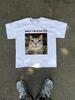 Summer Casual Round Neck Pure Cotton T-shirt for Women Fashion Versatile Top Cute Cat Print Loose Oversized Short Sleeves Men