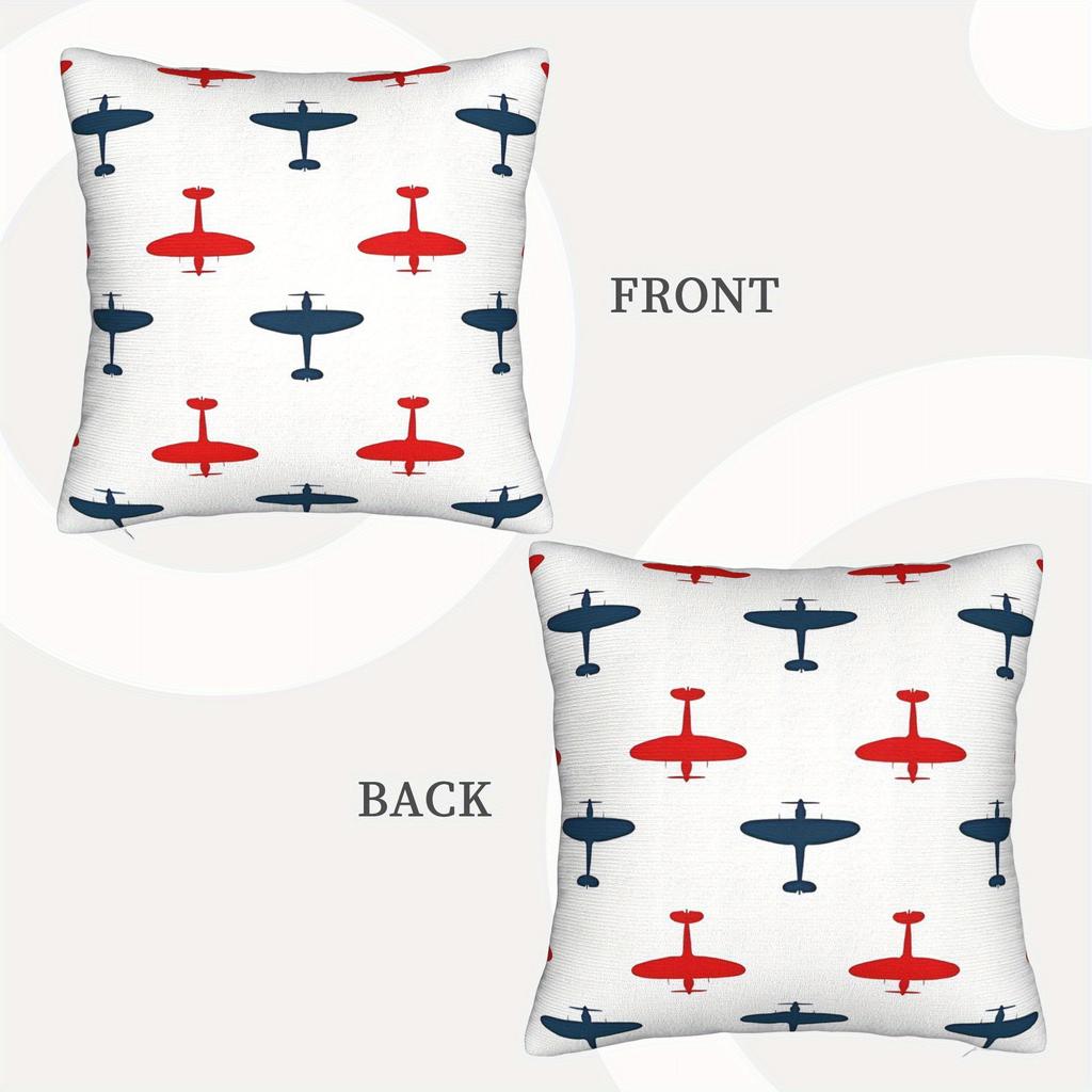 1Pc Raf Spitfire Airplane Pattern Decorative Pillowcase – Soft, Machine Washable, Zipper Closure, Contemporary Style For Living