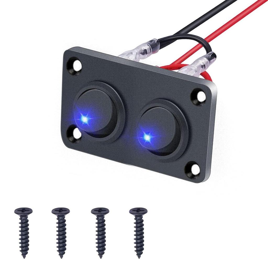 Rocker Switch Panel 16A Waterproof On Off 12V BlueToggle Switch for Cars Trucks Boats, 2 Years Warranty