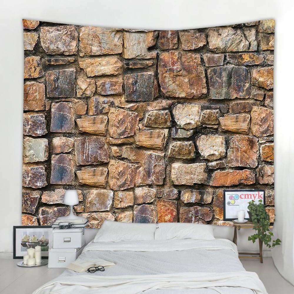 3d печать кирпичная каменная стена гобелен визуальное художественное украшение гобелен гобелен в стиле бохо спальня общежитие домашний декор