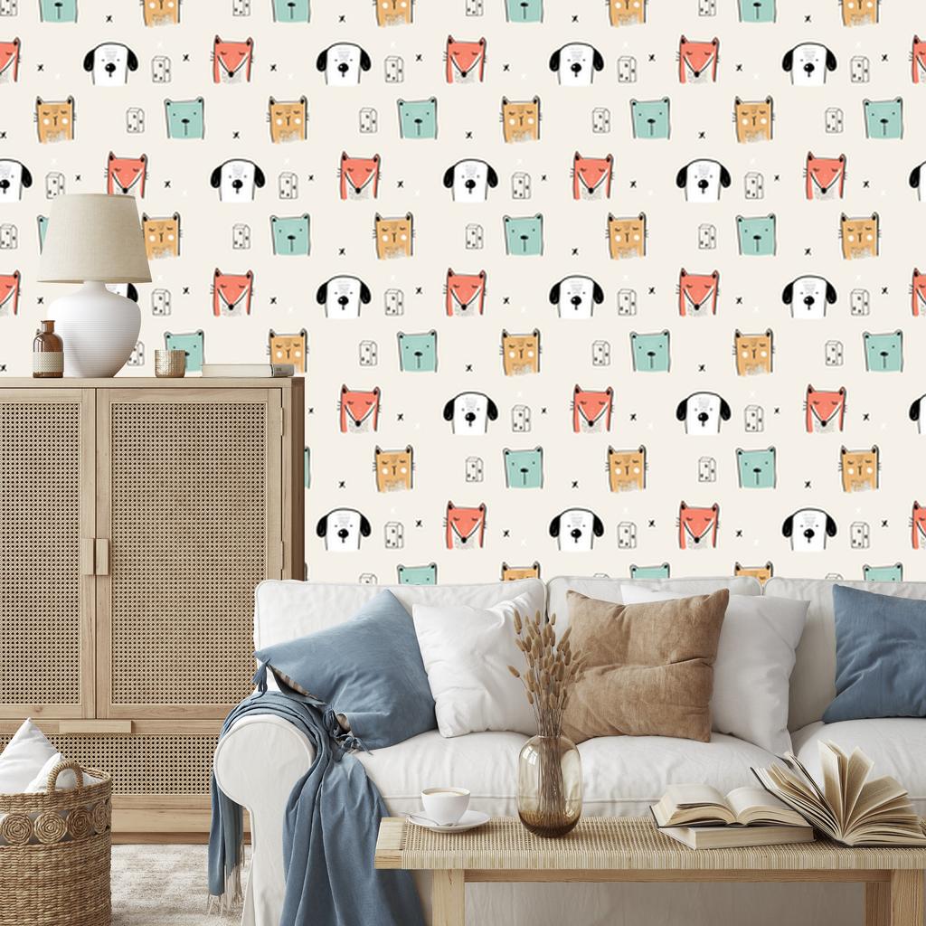 Colorful Animals Wallpaper for Living Room and Bedroom 50x1000