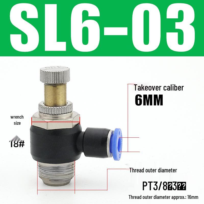 8mm Pneumatic Cylinder Throttle, SL8-02 Adjustable Air Hose Valve Connector, SL4-M5 Air Adjustment.