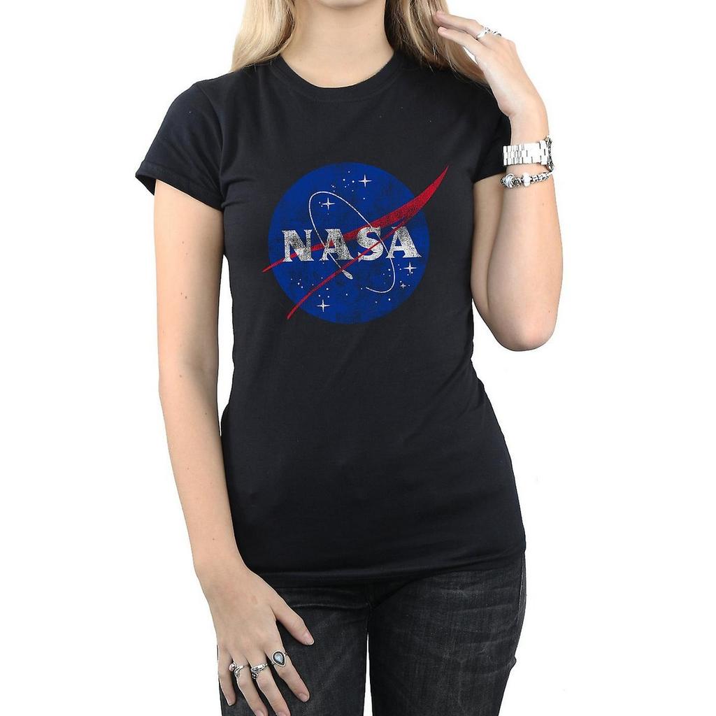 NASA Womens/Ladies Insignia Distressed Logo Cotton T-Shirt