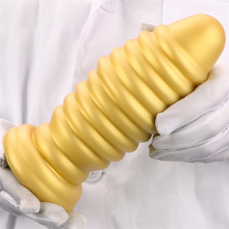 Золотой силиконовый мягкий очень большой очень толстый анальный расширитель на присоске, анальная пробка, анальный фистинг, задний анальный мастурбатор