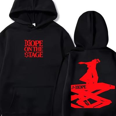 Официальная толстовка J-Hope 2026 Stage Tour - С культовой подписью и надписью корейского рэпера, Свободный крой с капюшоном