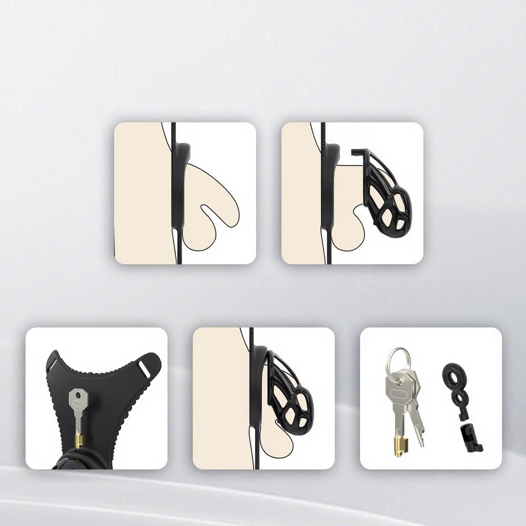 Male Chastity Device Plastic Bondage Cage Adjustable Chastity Belt 3d Printed Design Invisible Lock with Key Rings Wearable