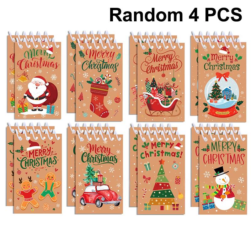 4/8/16 шт. Набор рождественских спиральных карманных блокнотов Портативный мини-блокнот для заметок Блокнот на спирали Школьные дневники Подарки на рождественскую вечеринку