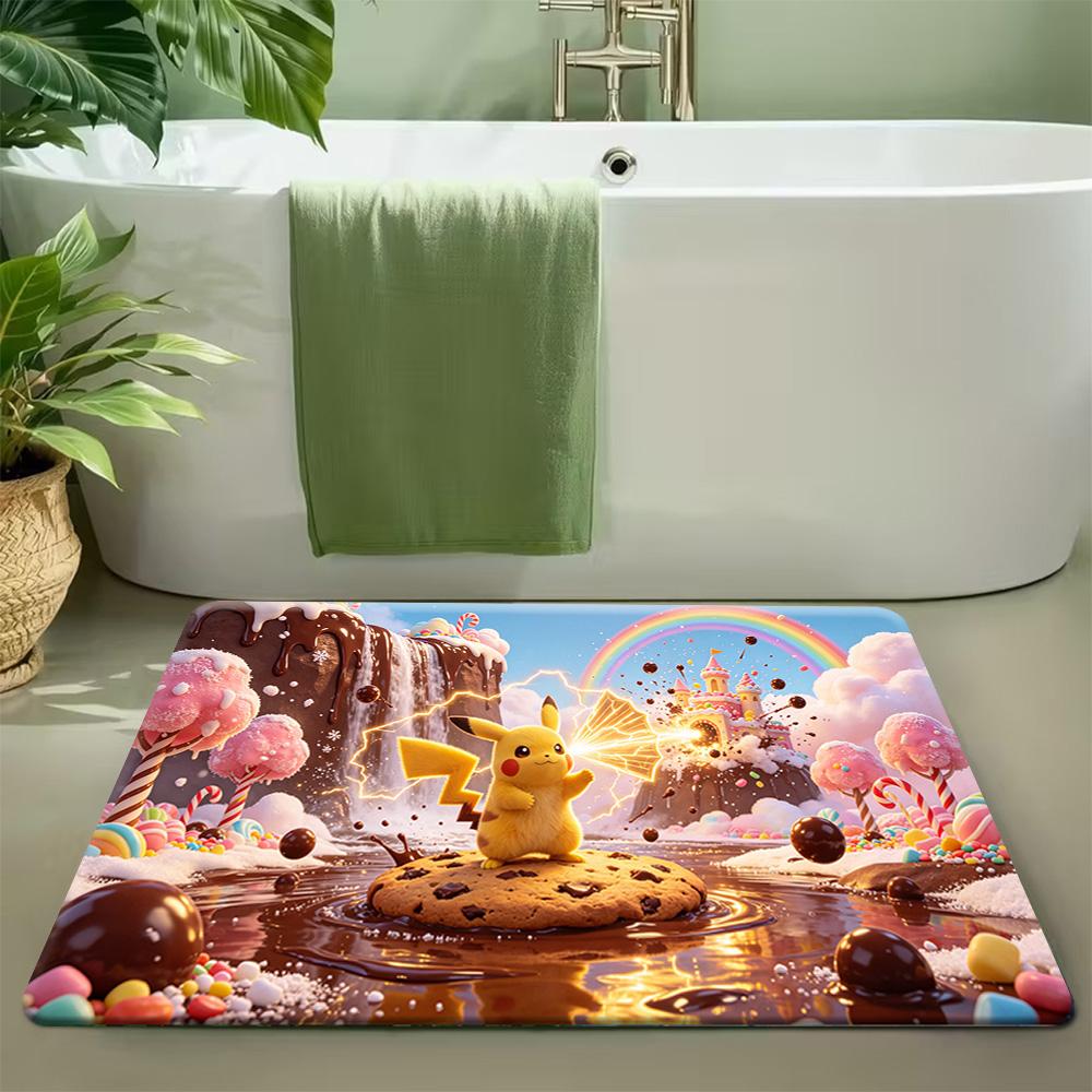 Pokemon Kanto Starters Cute Cartoon Print Non-slip Doormat Soft Floor Mat for Home Decor