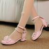 New Girls Sandals Medium Older Children's Princess Shoes Little Girl Student Lolita High Heels Bow Children's Sandals