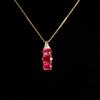 Elegant Delicate Natural Filled Ruby Pendant Necklace True Gemstone Noble Jewelry for Women's Birthday & Anniversary Gifts