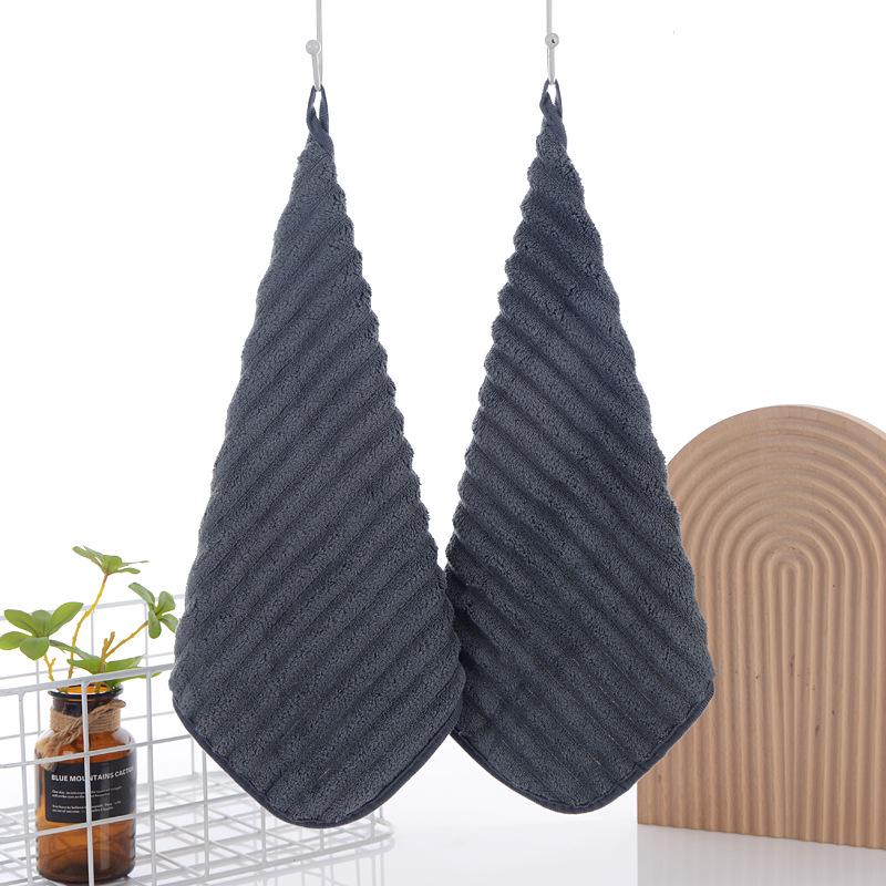 Candy Stripe Coral Fleece Quick-Dry Towel - Soft, Absorbent, Lint-Free, Hanging Hand Towel for Kitchen & Bathroom